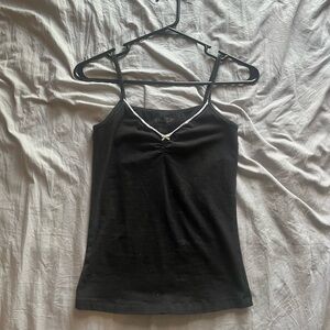 Brandy Melville Black Fitted Tie Front Camisole